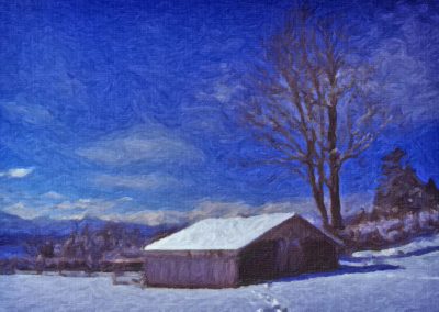 old barn in winter