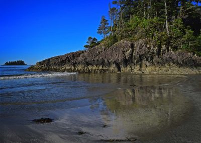 west coast shoreline on calm day