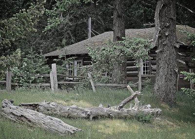 an aging log cabin